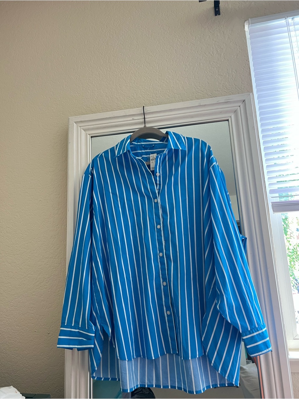 NWT aerie Blue and White Vertical Stripe Button-Down Shirt